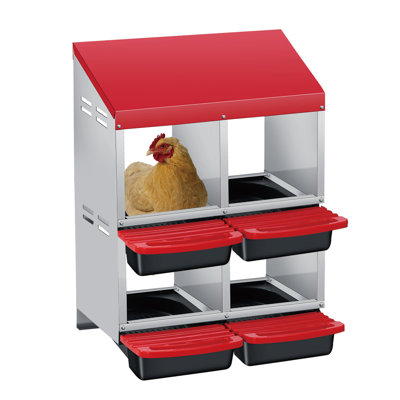 Boîte de nidification pour poulets avec plateau coulissant amovible, boîte de pose en acier galvanisé pour poulailler et ferme avicole