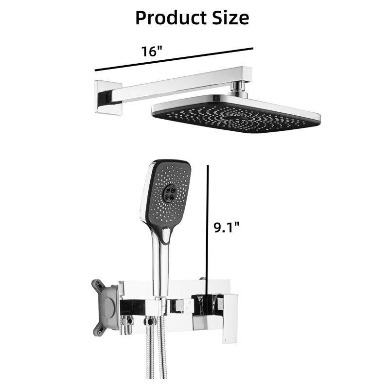Single-Handle Dual-Head Rain Shower System Shower Faucet And Handheld Shower Set (Including Valve), Stainless Steel