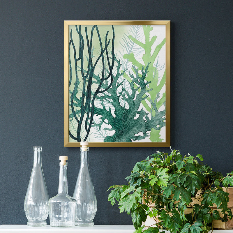 Toile encadrée texturée Coral II de qualité supérieure - prête à être accrochée, Or, H 20 po x l 16 po