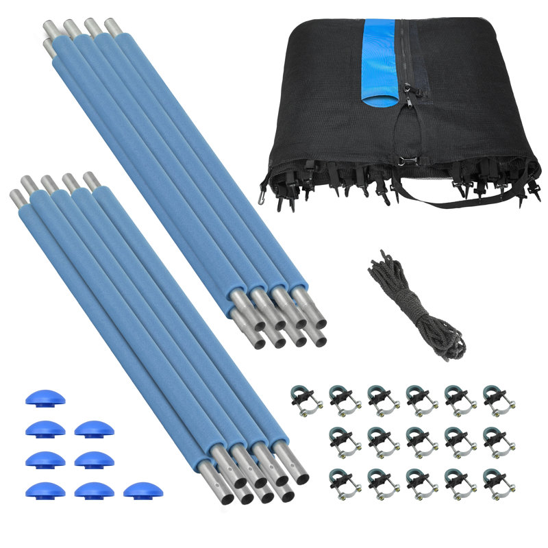 Machrus 15' Trampoline Safety Enclosure with Net, Poles and Foam Sleeves - Trampoline not Included