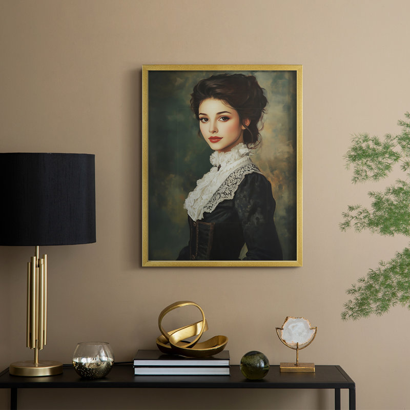 Reproduction encadrée WOMEN Series CCVI - bois massif, H 11 po x l 9 po, Doré