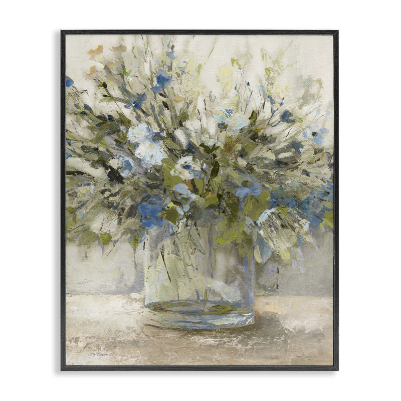  Vase en verre botanique encadré, estampe numérique par Carol Robinson, H 14 po x l 11 po, Giclée encadrée noir minuit