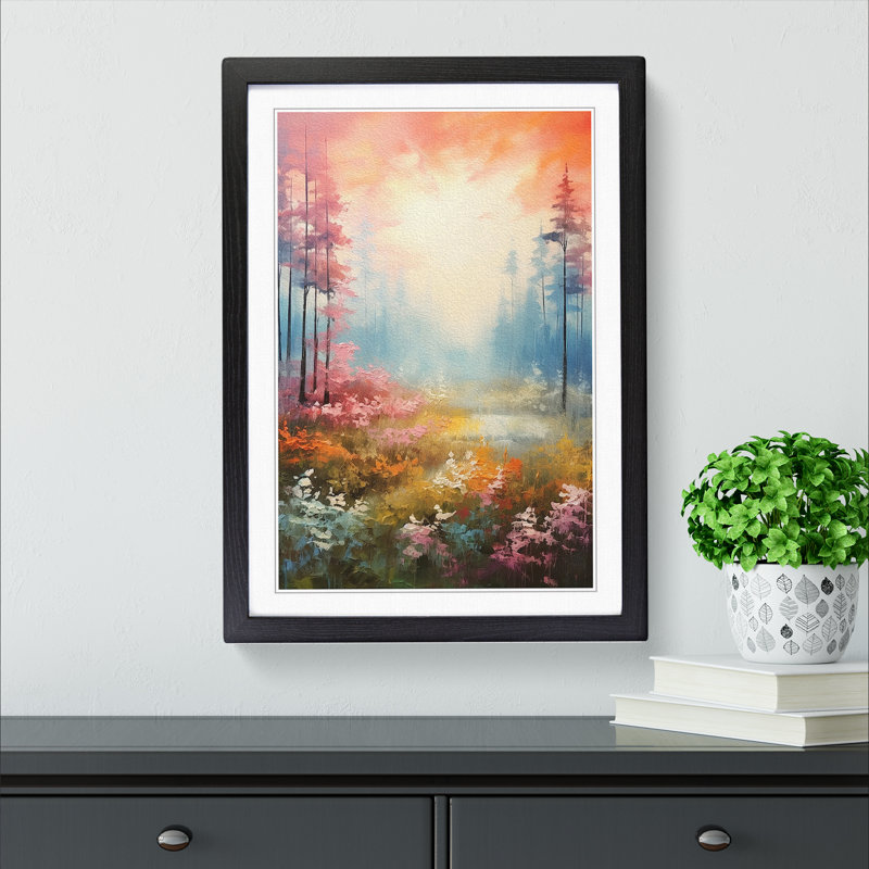Single Picture Frame Print on Wood, 64cm H x 46cm W, Black Framed