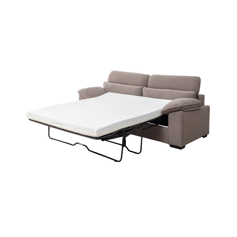 Canapé-lit 2 places, canapé Mid-Century moderne, canapé-lit convertible grand format avec structure en bois et revêtement en polyester, conception escamotable, capacité de 300 lb - peu encombrant pour le salon, gris