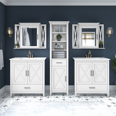 Edion Double Bathroom Vanity with Ceramic Top with Mirror