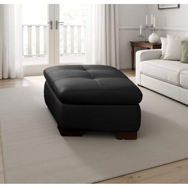 Repose-pieds rembourré Nottingham, Cuir noir