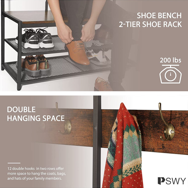 Hall Tree with Bench and Shoe Storage PSWY