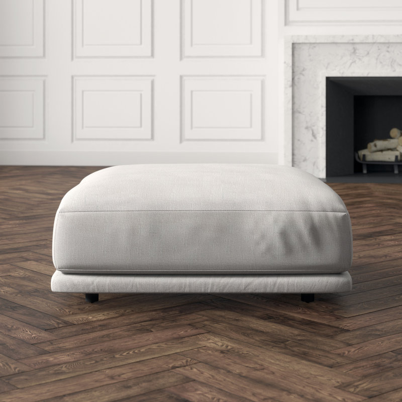 Sunday Square Ottoman, Agnew Gray Textured Basketweave