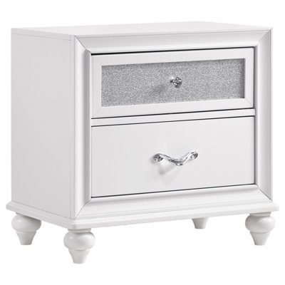 Barzini 2-Drawer Nightstand White (Only Nightstand)