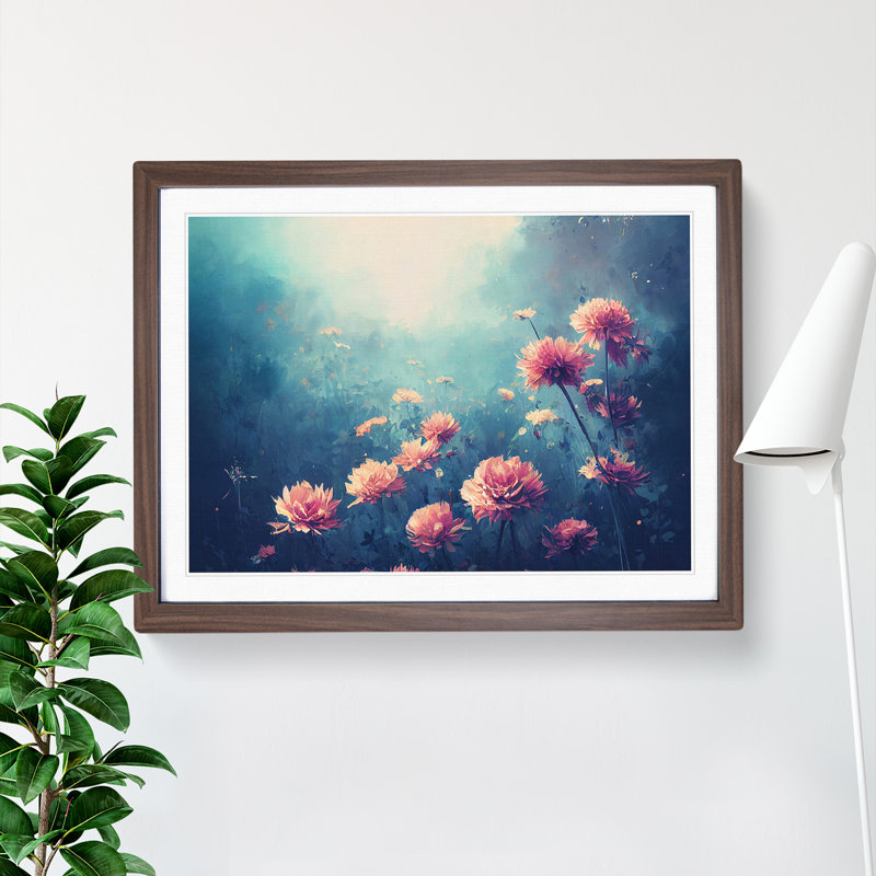 Field Of Flowers Vol.1 - Single Picture Frame Painting, Walnut, 25cm H x 34cm W x 2cm D