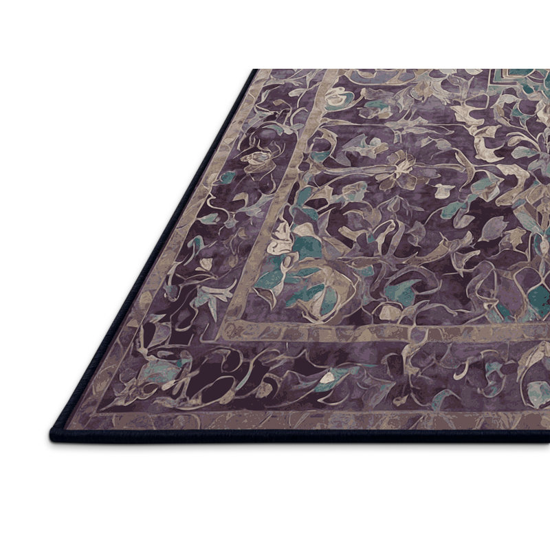 Tapis mauve soyeux et moelleux, Carré 5 pi
