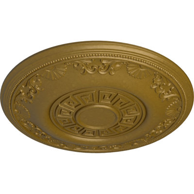 Médaillon de plafond Endorathane Nestor, DE 25 7/8 po x P 2 1/4 po (convient aux auvents jusqu'à 5 po), finition dorée peinte à la main