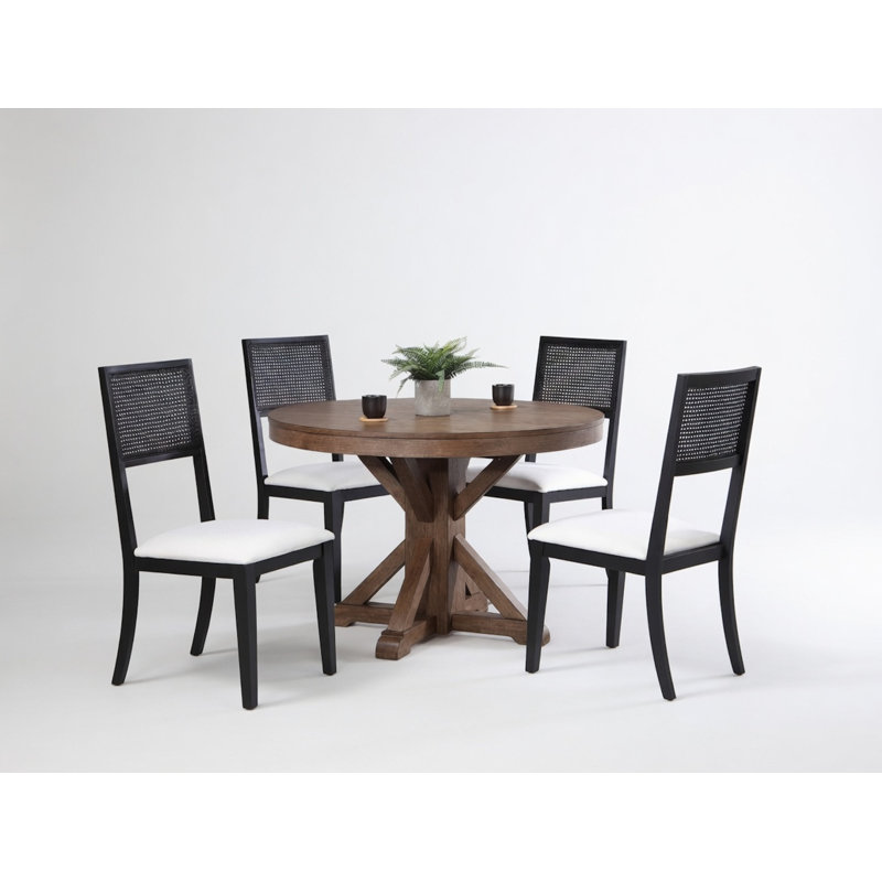 Cousar 45"X 45" Solid Top Wood Table in Black and Brown Finish- seats 4