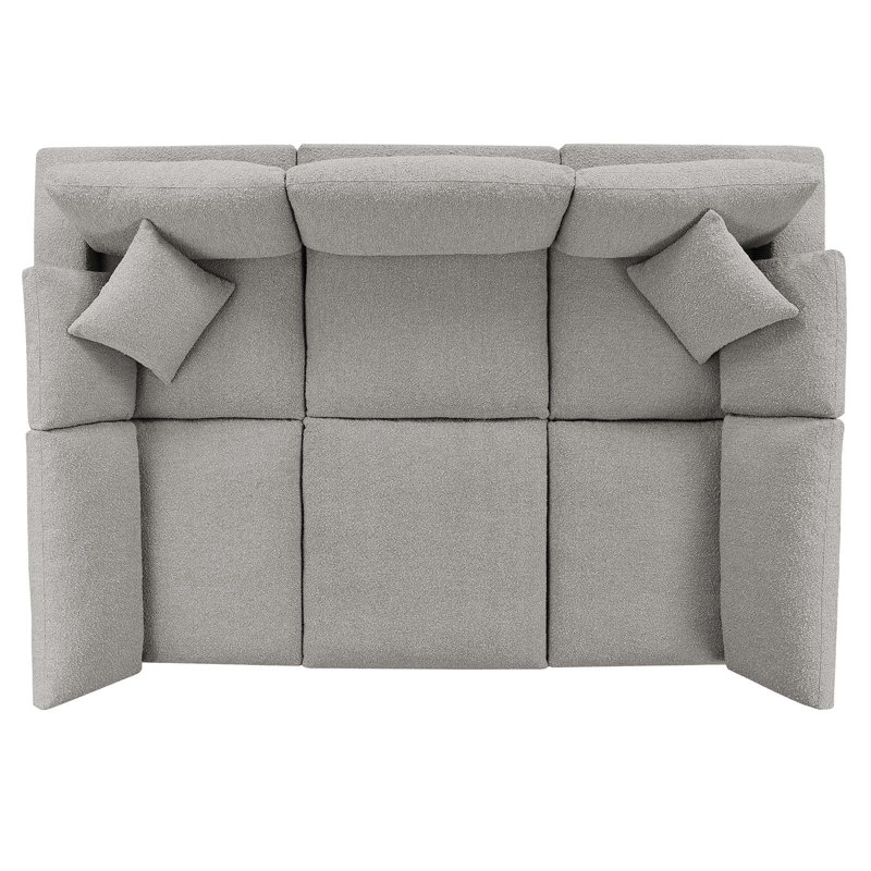 Modway Commix Down Filled Overstuffed Boucle Fabric 6-Piece Sectional Sofa, Light Gray