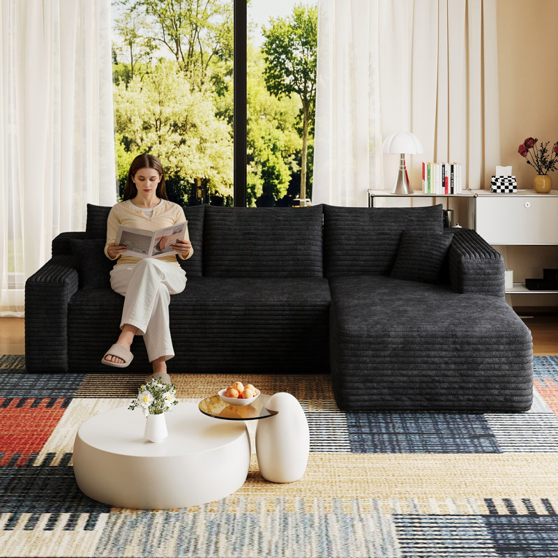 Canapé modulaire 95 po sans assemblage Cloud, Black 