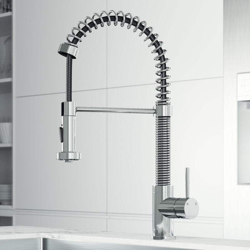 Edison 19" H 1-handle Pull-Down 2-Function Sprayer Kitchen Faucet, Chrome, Without Soap Dispenser