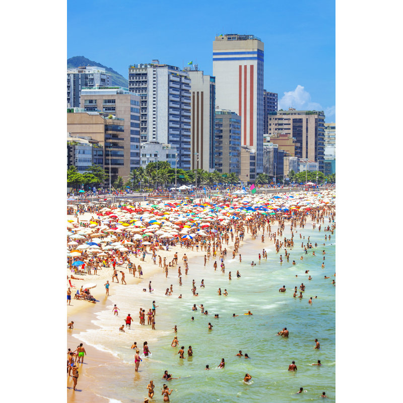 Crowded Ipanema Beach - Rio De Janeiro, Brazil by Peeterv - No Frame Art Prints on Canvas, 46cm H x 30cm W