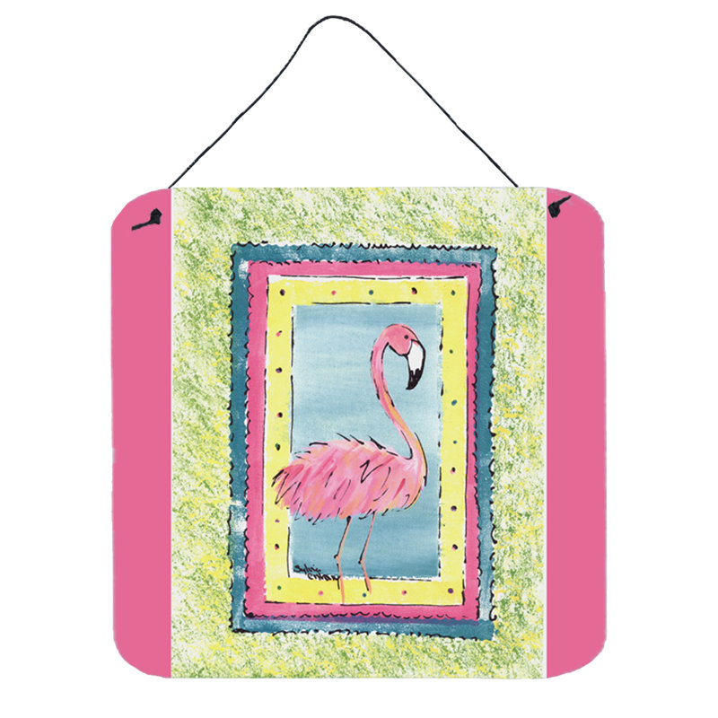 "oiseau flamant rose" par sylvia, reproduction d’art sur plaque