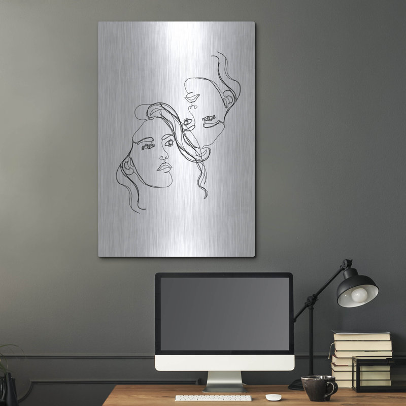 Brayden Studio® «Linear Gemini Women Portrait» par Sabrina Balbuena, art mural en métal