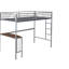 Lit mezzanine simple avec garde-corps et bureau en métal argenté polyvalent-1336992723