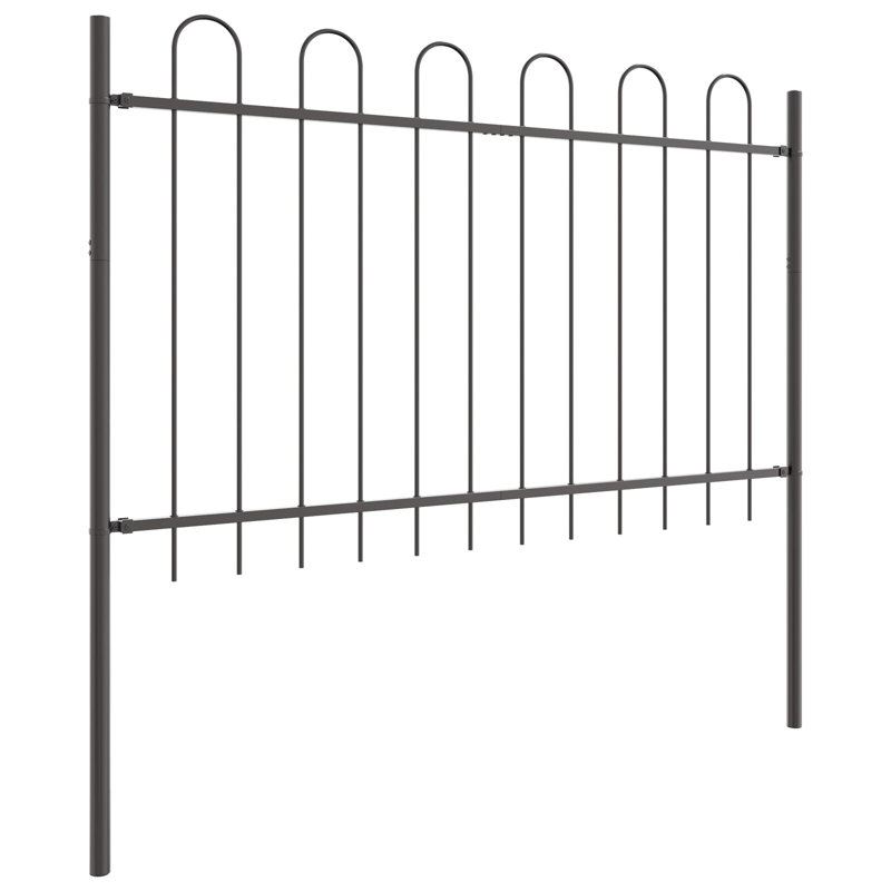 vidaXL Garden Fence 9 pcs Grey 50.20 x 2.62 ft Powder-coated Steel