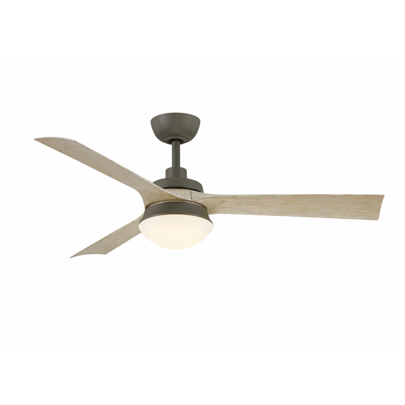 Barlow 52 inch Indoor/Outdoor Ceiling Fan with LED CCT Select Light Kit - Antique Graphite with Light Oak blades, Oak Wood