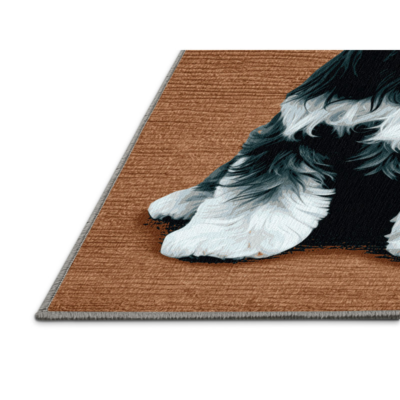  Tapis lavable miniature pour chien Schnauzer, Rond 5 pi