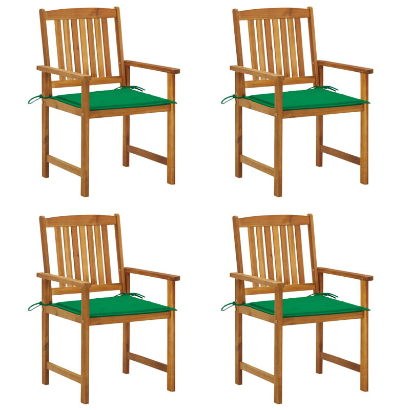 Chaise de patio en acacia avec coussin, Vert, Brun