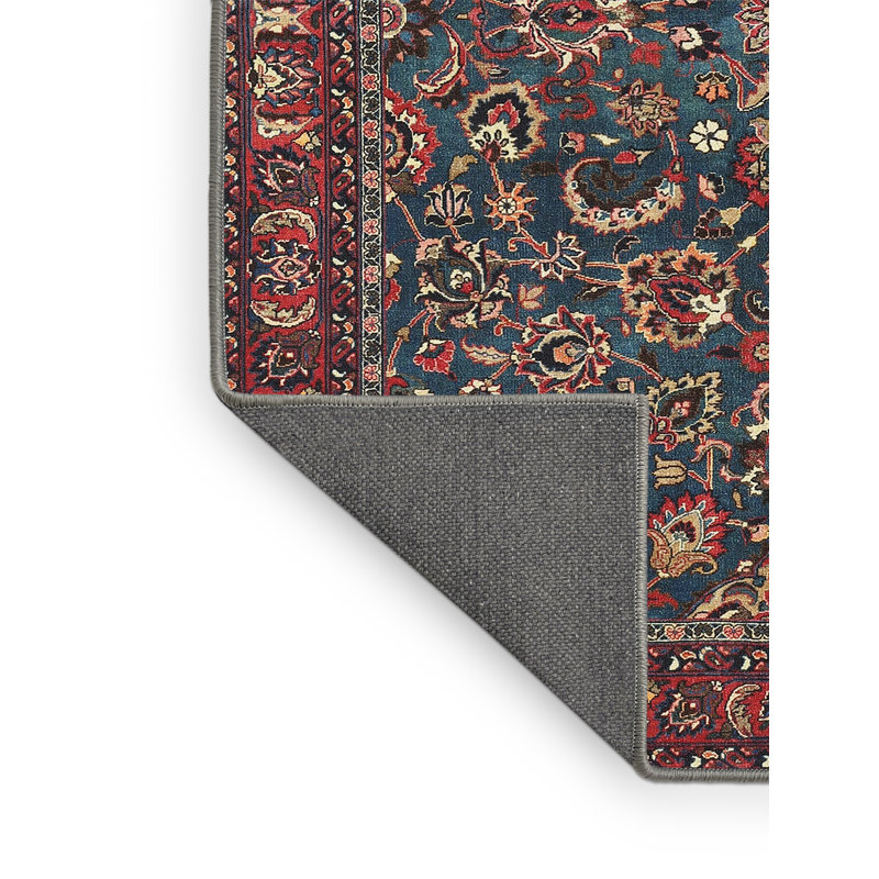 Tapis traditionnel bleu turquoise / rouge, Rectangle 8 pi x 12 pi