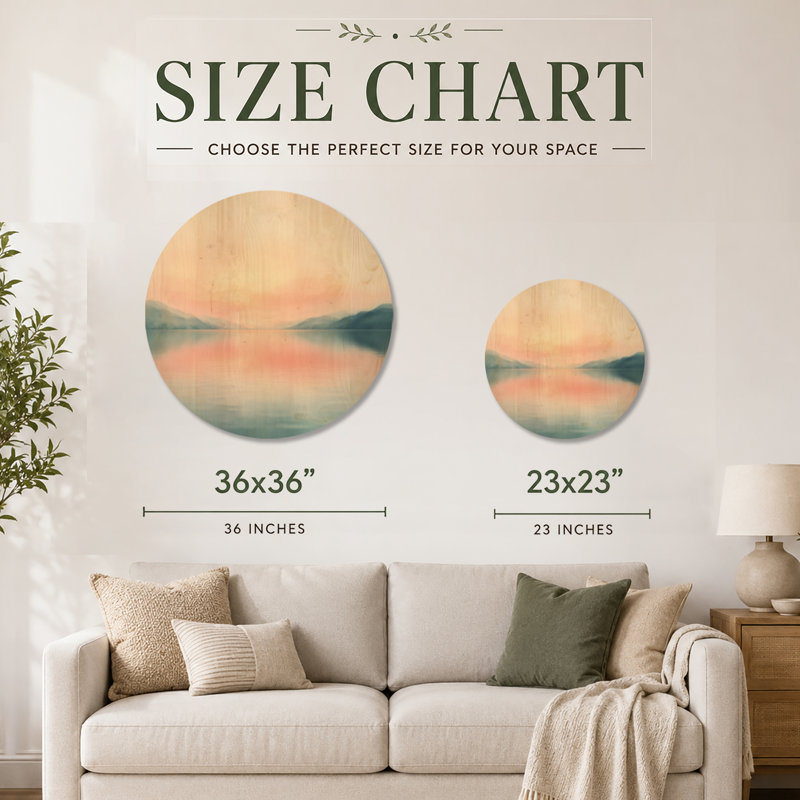 «Blush Sunset Lake - Nature», art mural rond en bois, 23" Round, Rond