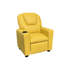 Fauteuil inclinable pour enfants en cuir de polyuréthane jaune 23 po avec porte-gobelet Marisa-537246697