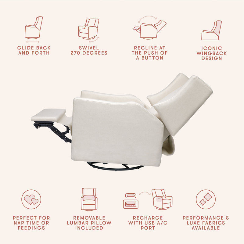 Kiwi Electronic Swivel Reclining Glider, Performance Cream Eco-Weave