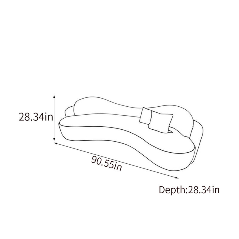Canapé de salon de beauté simple, H 28,34 po x l 90,55 po x P 28,34 po