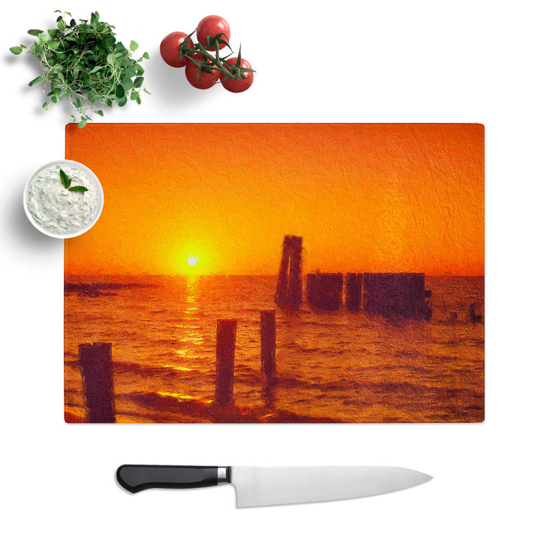 Tempered Glass Sunset in Virginia Chopping Board, 39 cm W x 28.5 cm L