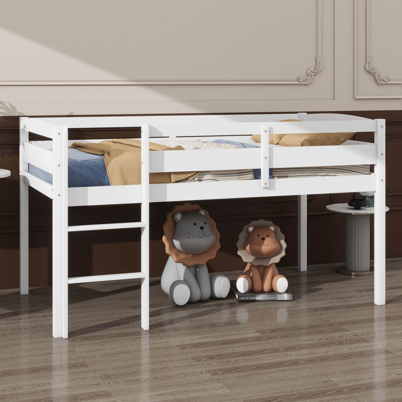 Lit mezzanine en bois Cozy Short, Blanc
