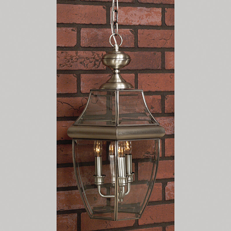 Lanterne suspendue d'extérieur 4 lumières Newbury, Étain