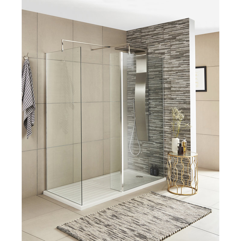 21.5mm 215mm W x 1950mm H Frameless Wet Room Glass Screens with Clear Glass