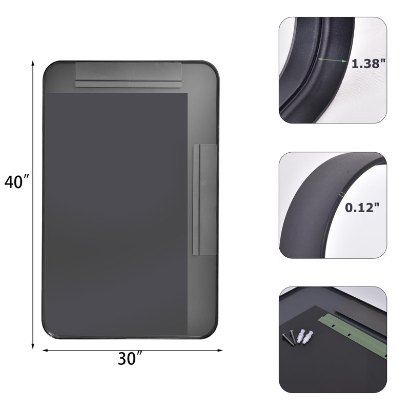 Sleek Rectangular Wall Mirror With Aluminum Frame - Versatile & Modern, 40" x 30"