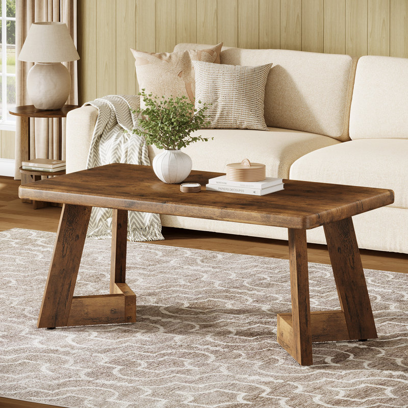      47-Inch Wood Rectangular Coffee Table Cocktail Table