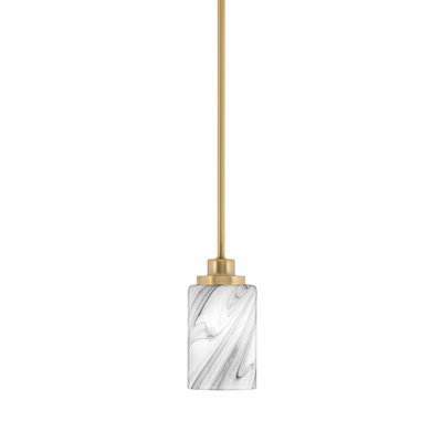 Mini-luminaire suspendu suspendu Odyssey, fini laiton nouvel âge avec verre tourbillon onyx de 4 po