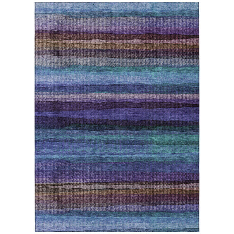 Tapis intérieur lavable rayé mauve et taupe 8 pi x 10 pi