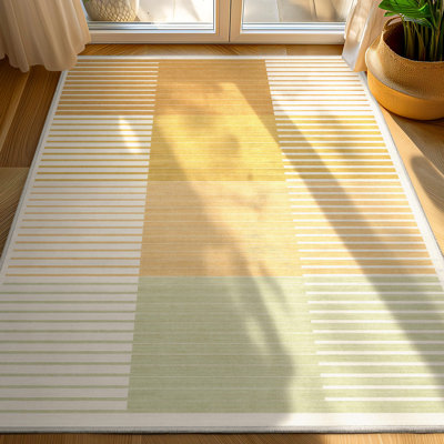 Tapis tissé à plat jaune Kehr Modern