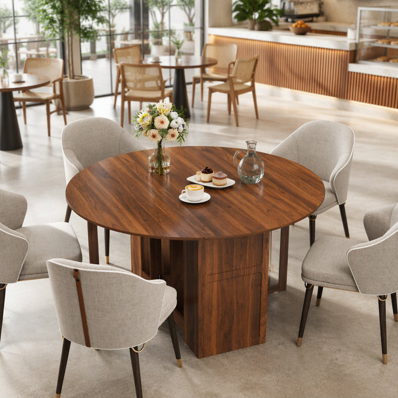 Table de salle à manger ronde pliante à abattants, table convertible gain de place, table pliante multifonctionnelle moderne pour petits espaces, appartements