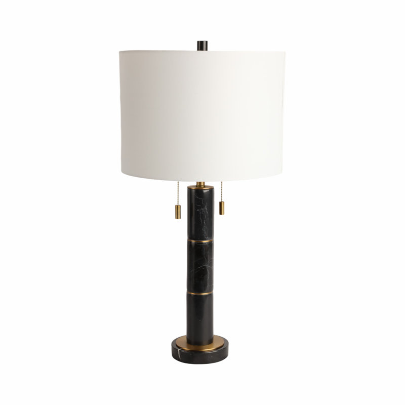 27" Comsouth Marble Table Lamp, Black/White