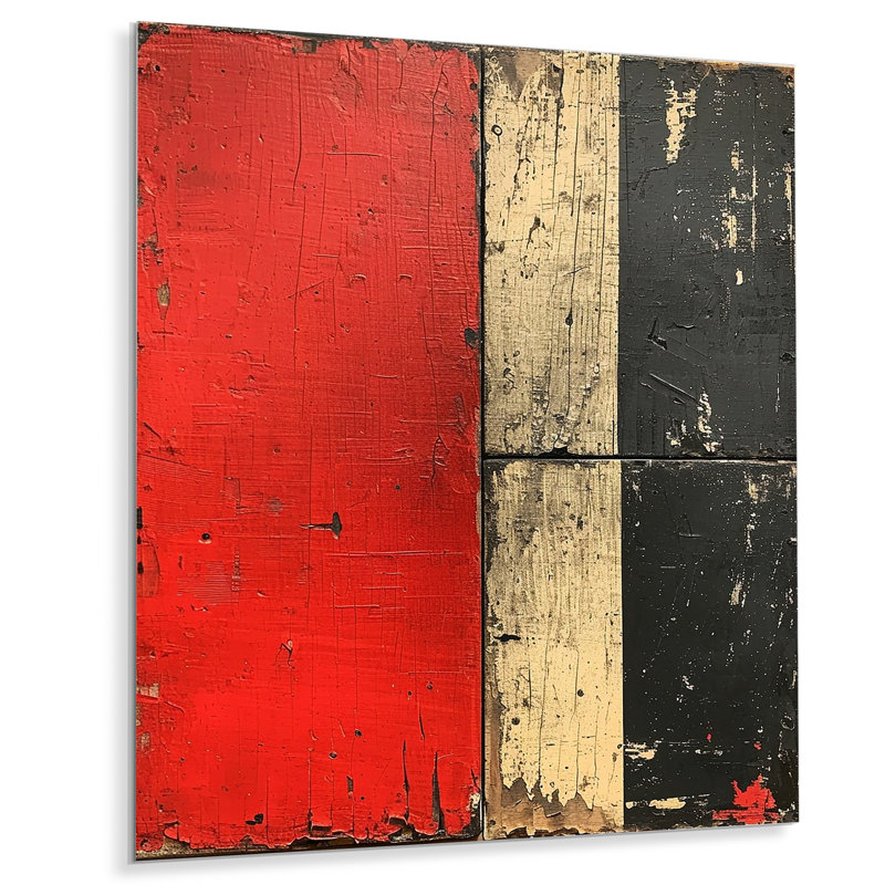Essential Red Retro Memories - Minimalisme, impression d'art mural, Métal métal, H 32 po x l 24 po