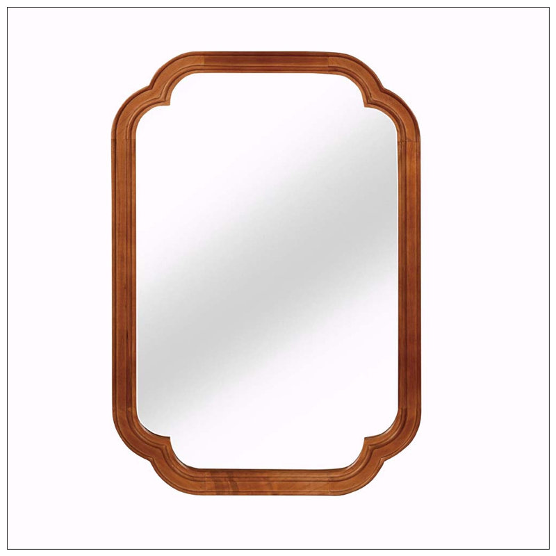 Solid Wood Frame Mirror, Yellow Brown