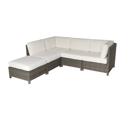 Ensemble modulaire d'extérieur en osier 5 pièces avec coussins Sunbrella® Annelise