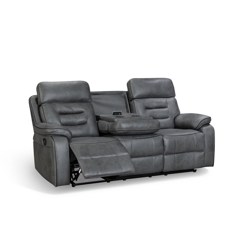 Bittany Reclining Faux Leather Sofa, 3, Manual - Handle / Lever