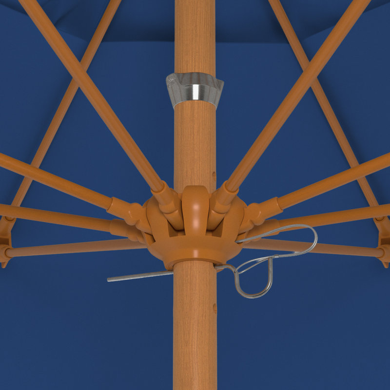 Parasol en bois de teck 9 pi, 103" H x 101" W x 101" D, Bleu pacifique