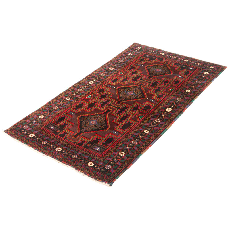 Tapis brun Teimani 3 pi 7 po x 6 pi 6 po